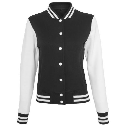 Build Your Brand Women's Sweat College Jacket Black/White